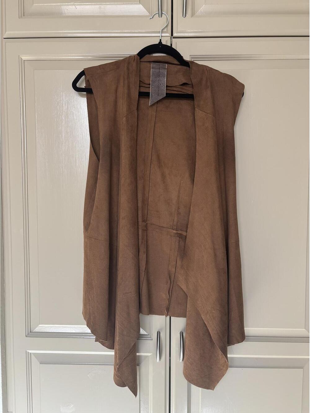 Moon Collection Brown Faux Suede Sleeveless Draped Vest Size Small